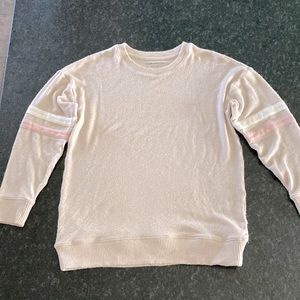 AMERICAN EAGLE Blush Plush Sweater Striped Sleeve Size S